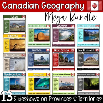 Preview of Canadian Geography Provinces and Territories Slideshows