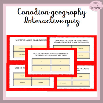 Canadian Geography Quiz - Interactive (Distance Learning) by Ms C Teaches