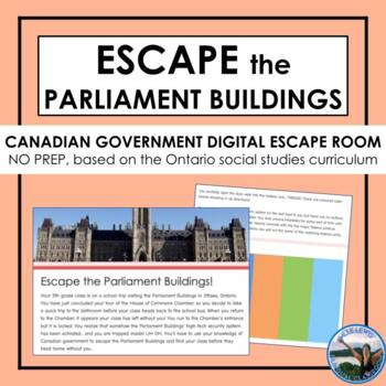 Preview of Canadian Government Social Studies Digital Escape Room