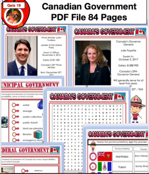 Preview of Canadian Government Unit - Updated Canada PDF File 91 Pages Social Studies