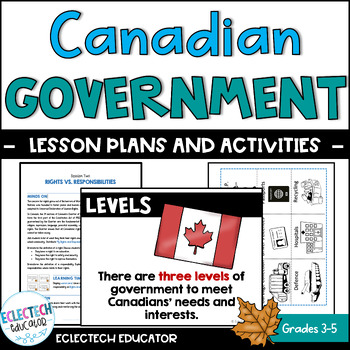 Preview of Canadian Government Federal Provincial Municipal Lessons, Activities, Worksheets