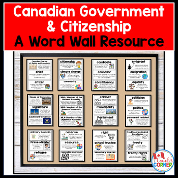 Canadian Government and Citizenship Word Wall by Coach's Corner | TPT