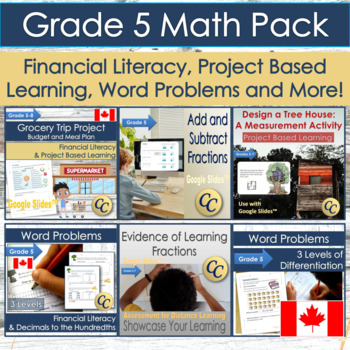 Preview of Canadian Grade 5 Math Pack for Remote Learning