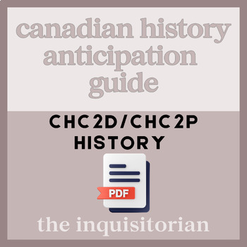 Preview of Canadian History Anticipation Guide (CHC2D, CHC2P)