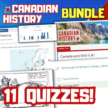 Preview of Canadian History Google Classroom Quiz Bundle, Assessments, Evaluations, Tests