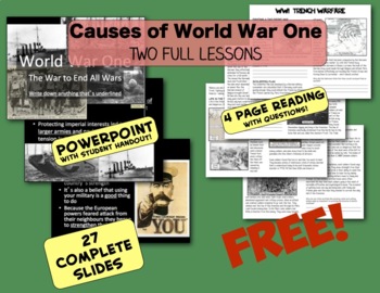 Preview of World War One: Causes of WWI and Trench Warfare - CHC2P/D