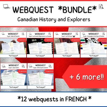 Preview of Canadian History and Explorers Webquests -- BUNDLE OF 12 -- *en français*