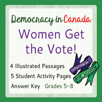 Preview of Canadian History and Government: Women Get the Vote Gr 5-8 PRINT and EASEL