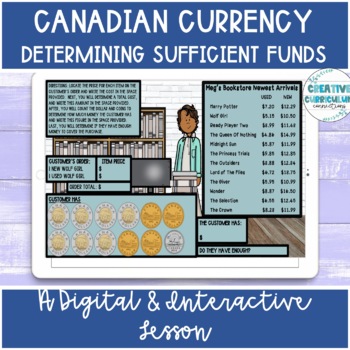 Preview of Canadian $ Identifying Price Determine Cost & Sufficient Funds Digital Lesson