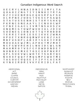 Preview of Canadian Indigenous Word Search