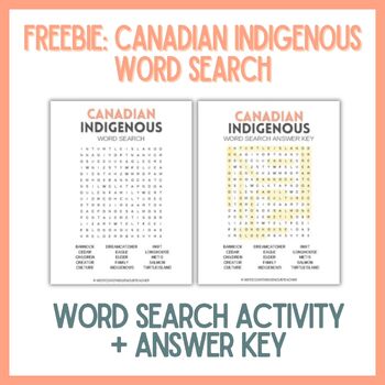 Preview of Canadian Indigenous Word Search - Free Activity