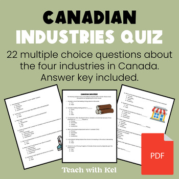 Preview of Canadian Industries Quiz - Industries in Canada Geography Quiz