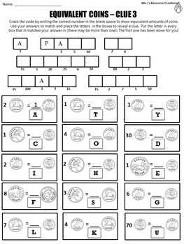 canadian money math mystery grade 2 by mrs js resource creations