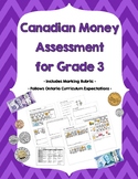 Grade 3 Canadian Money Assessment {Ontario Curriculum}