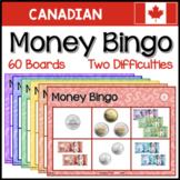 Canadian Money Bingo Game - 60 Boards - Grade 1 and Grade 