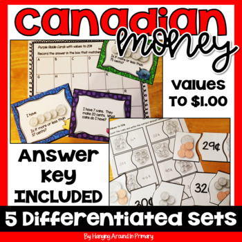Preview of Canadian Money | Math Centers for Canadian Coins BUNDLE