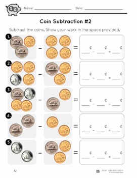 Canadian Money - Coin Subtraction Grades 1-2 by On The Mark Press