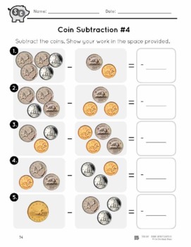 canadian money coin subtraction grades 1 2 by on the