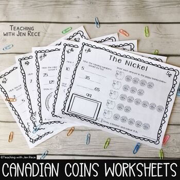 Preview of Canadian Coins Worksheet Pack