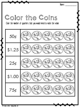 Canadian Money: Color the Coins Worksheets by Raising Jordans | TpT