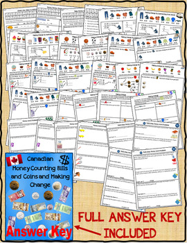 canadian money counting bills and coins and making change tpt