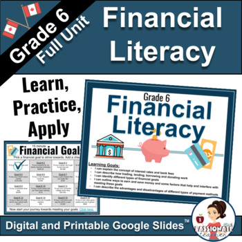 Preview of Canadian Money Financial Literacy | Grade 6 | Ontario New Math Curriculum 2020