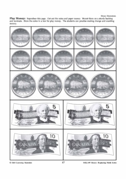 canadian money matching activities grades 1 3 by on the mark press