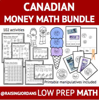 Preview of LOW PREP Canadian Money Math Bundle