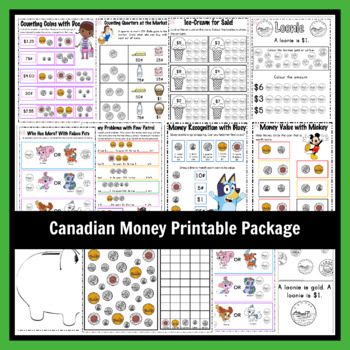 Preview of Canadian Money Printable Homeschool Package