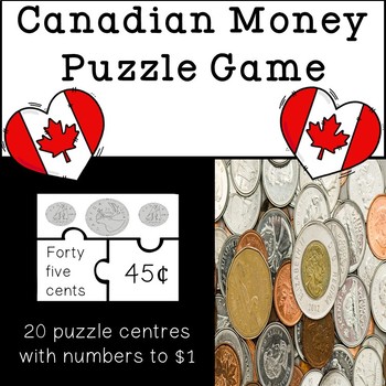 Canadian Money Puzzle Piece Centre/Game by Multi Grade Mania TpT