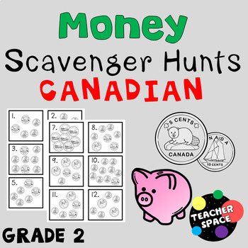 Preview of Canadian Money Scavenger Hunts Activities for Grade 2