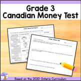 Canadian Money Test - Grade 3 Math (Ontario)