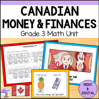 Preview of Canadian Money & Finances Unit - Grade 3 Math (Ontario) Worksheets & Activities