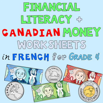 Preview of Canadian Money and Financial Literacy Worksheets in French for Grade 4