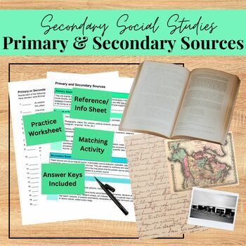 Preview of Canadian Primary and Secondary Sources Worksheet & Activity