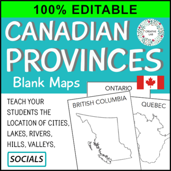 Preview of Canadian Province Maps & Canada Map - 100% Editable