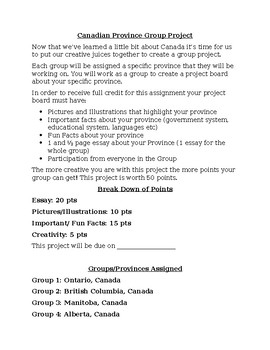 Preview of Canadian Province Research Project