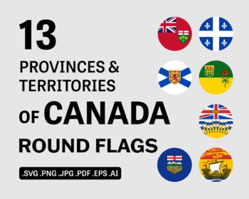 Preview of Canadian Province Territory Round Flags Vector Cricut Set SVG PNG JPG PDF EPS AI