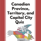 Canadian Provinces, Territory, and capital city Map Quiz