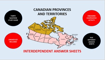 Preview of Canadian Provinces and Territories: Interdependent Answer Sheets Activity