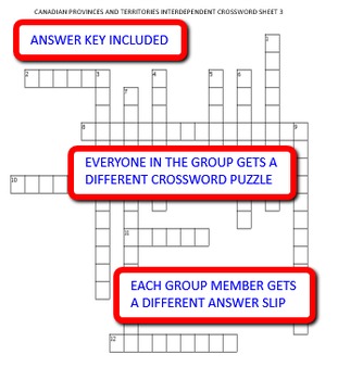 Canadian Provinces and Territories: Interdependent Crossword Puzzles