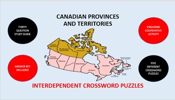 Preview of Canadian Provinces and Territories: Interdependent Crossword Puzzles Activity