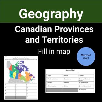 Preview of Canadian Provinces and Territories - Label Map - Geography - Microsoft Word