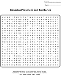 Canadian Provinces and Territories Wordsearch