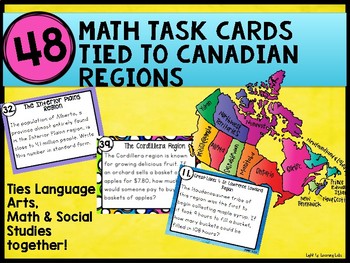 Preview of Canadian Regions: Math Task Cards