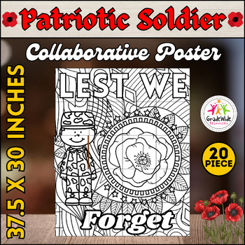 Preview of Memorial Day Collaborative Coloring Poster | Memorial Day Poppy Bulletin Board