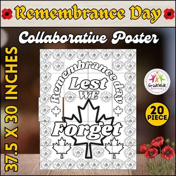 Preview of Canadian Remembrance Day Collaborative Coloring Poster, Veterans Day Art Project