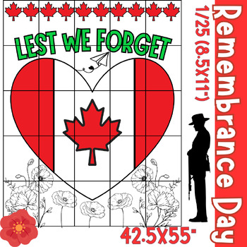 Preview of Canadian Remembrance Day Lest We Forget Collaborative Coloring Poster Art