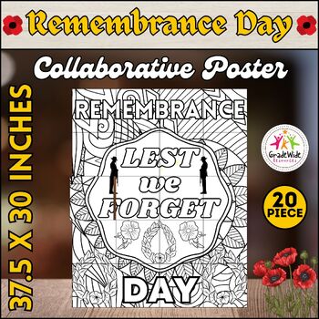 Preview of Canadian Remembrance Day & Veterans Day Collaborative Coloring Poster | Poppy