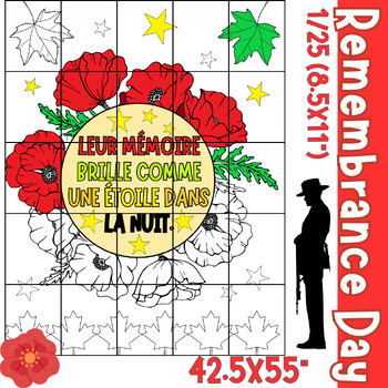 Preview of Canadian Remembrance day French collaborative poster Coloring Art project